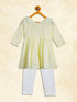Vastramay SISHU Girl's Yellow And White Chikankari Kurta Leggings Set